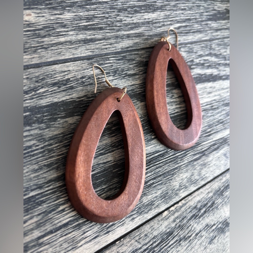 Wooden Teardrop Earrings
